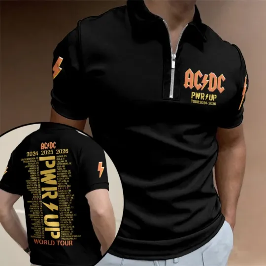 Discover AC.DC World Tour 2026 Zip Polo Shirt