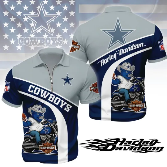 Discover Dallas Football Harley Polo With Zipper Shirt