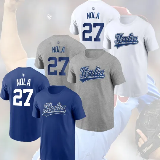 Discover HOT ! Aaron Nola #27 Italy Team 2026 World Baseball Classic Name & Number Gifts