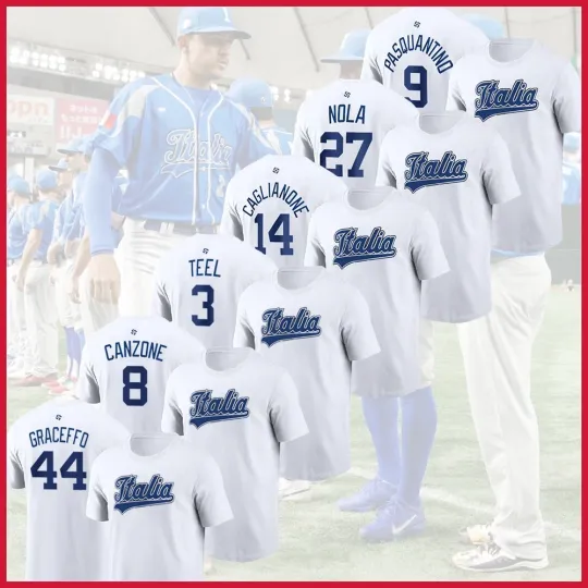 Discover White Italy Baseball Team 2026 World Baseball Classic Player Name & Number
