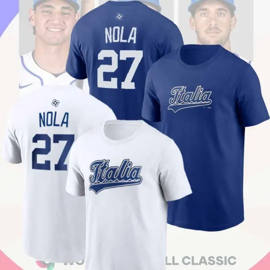 Discover Aaron Nola Italy Baseball Team 2026 World Classic Name & Number Players Unisex