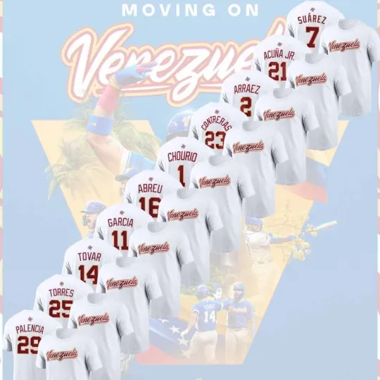 Discover Venezuela Baseball 2026 World Classic Team Name & Number Players Unisex