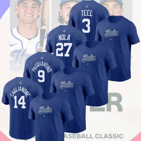 Discover Italy  2026 World Baseball Classic Team Name & Number Players Unisex Fans Gifts