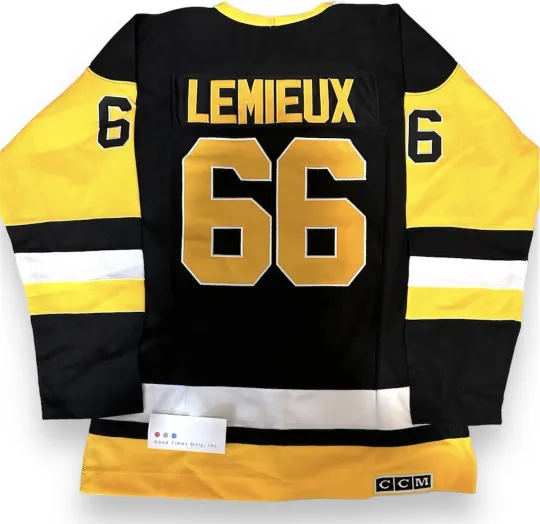 Discover Mario Lemieux Pittsburgh Penguins CCM Throwback Men's Hockey Jersey - Black
