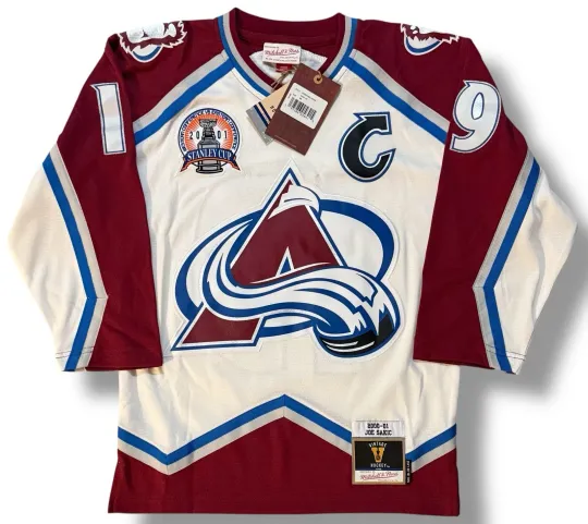 Discover Youth Joe Sakic Colorado Avalanche White Mitchell & Ness Hockey Jersey