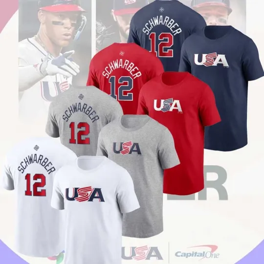 Discover Kyle Schwarber #12 USA Baseball Team 2026 World Classic Name & Number Players