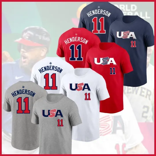 Discover Gunnar Henderson #11 USA Baseball Team 2026 World Classic Name & Number Players