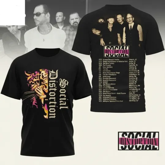 Discover Social Distortion 2026 Tour AOP 3D T-Shirt