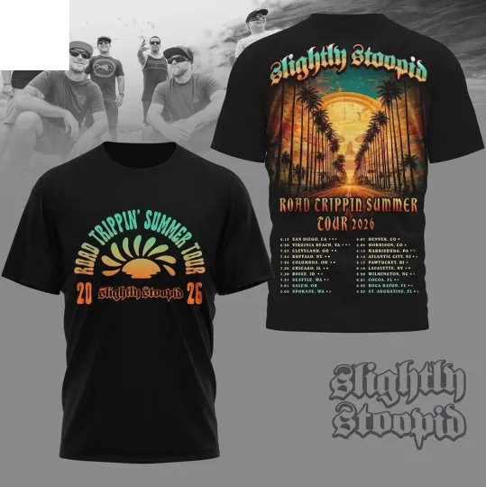Discover Slightly Stoopid Road Trippin Summer Tour 2026 AOP 3D T-Shirt
