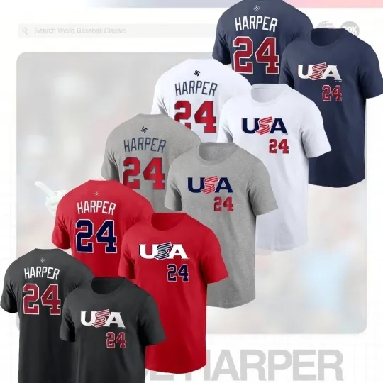 Bryce Harper #24 2026 World Baseball Classic USA Team Player Fans T Shirt