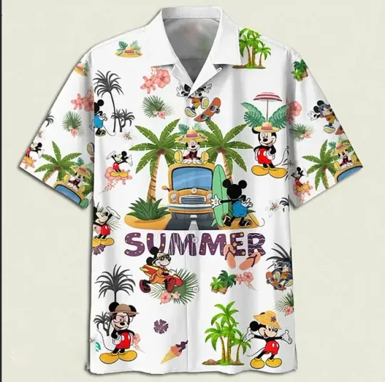 Discover Disney Mickey Mouse Tropical Summer Tropical Beach Aloha Shirt