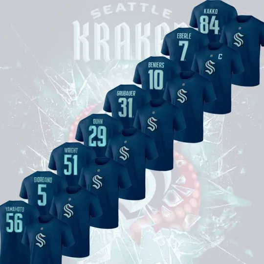 Discover Seattle Kraken Team Stack Collection Name & Number Players Unisex Gifts For Fans