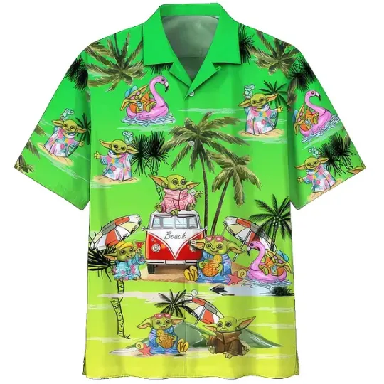 Discover Disney Baby Yoda With Beer Star Wars Hawaiian Shirt 2