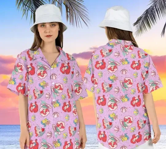 Discover Disney Summer Hawaiian Ariel Little Mermaid Summer  Summer Friends Family Shirt