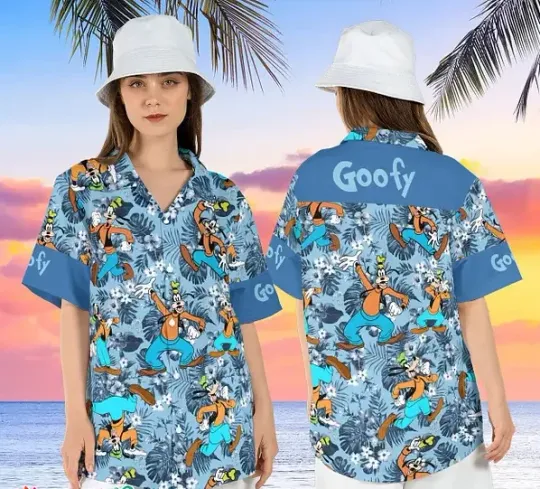 Discover Disney Summer Hawaiian Goofy Tropical Leaves Hibisc Summer Friends Family Shirt9