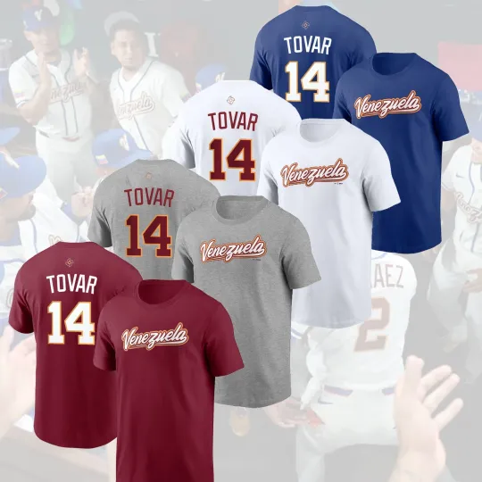 Discover Ezequiel Tovar #14 Venezuela 2026 World Baseball Classic Name & Number for Fan