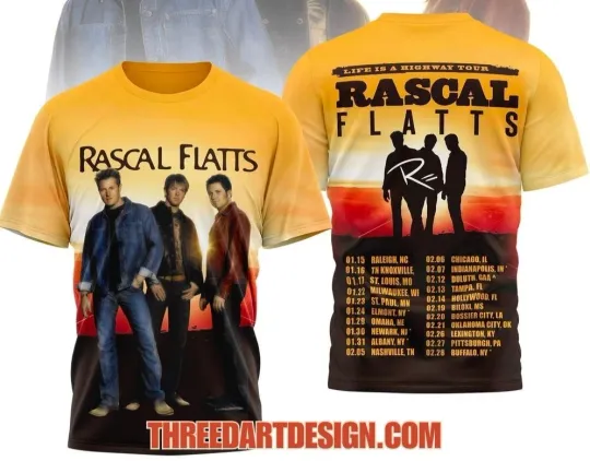 Discover Rascal Flatts Life Is A Highway Tour AOP 3D T-Shirt