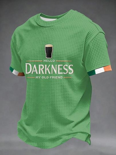 Hello Darkness My Old Friend Waffle Shirt, Funny St Patrick's Day Shirt for Men, Irish Beer Lover Gift, St Paddys Day Clothing, Ireland Tee