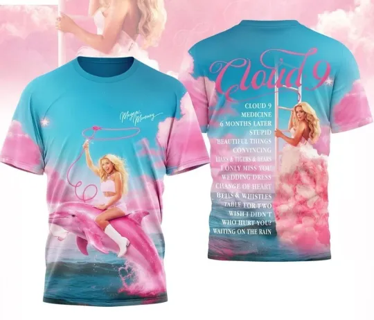 Discover Megan Moroney Cloud 9 Pink Dolphin Album AOP 3D T-Shirt