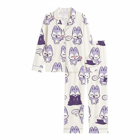 Discover Straykids Wolf chan Skzoo Inspired Kpop Member Group Pajamas, SKZOO Bang Chan Sleepwear, SKZ Merch, Stray Kids Merch, Kpop Merch