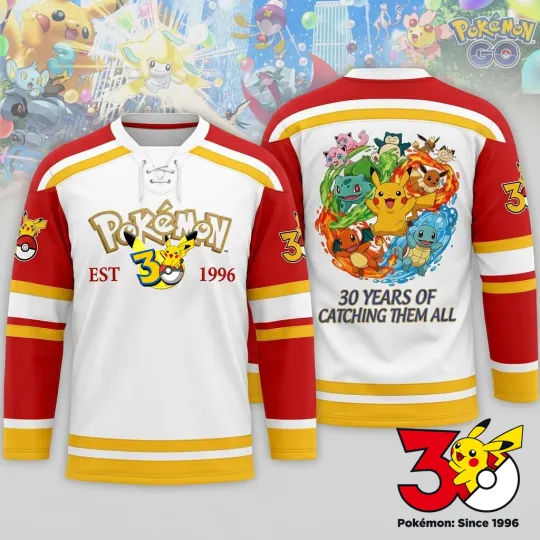 Discover PKM 30th Anniversary, Gotta Catch 'Em All! Hockey Shirt
