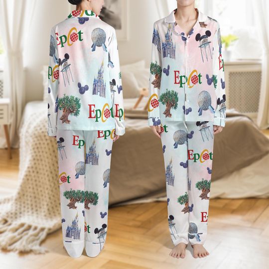Discover Mickey Inspired Pajama Set for Women, Cartoon Character Sleepwear, Cute Theme Park Nightwear, Gift for Disney Fan