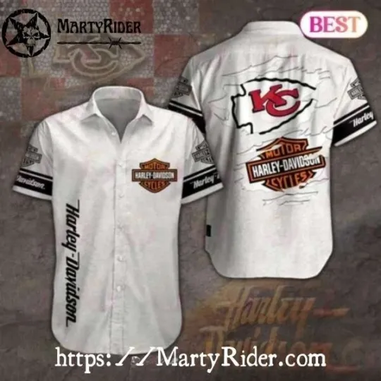 Discover Kansas City Team Chiefss Harley Motor Racing Davidsonn White Fan Hawaiian Shirt