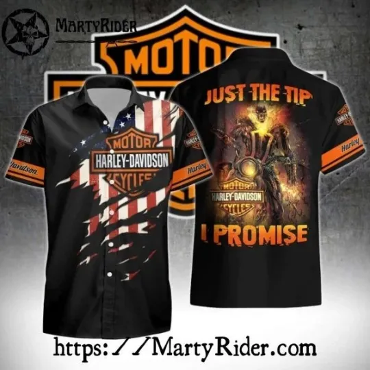 Ghost Rider Just The Tip Harley Motor Racing Davidsonn Aloha Shirt