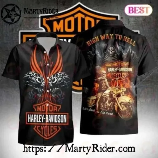 Discover Highway To Hell Harley Motor Racing Davidsonn Hawaiian Shirt With Rider