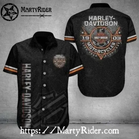 Discover Live Free Ride Free Harley Motor Racing Davidsonn 1903 Emblem Hawaiian Shirt
