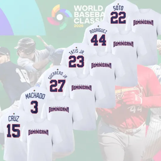 Discover White Dominican Republic Baseball 2026 World Baseball Classic Player Name Number