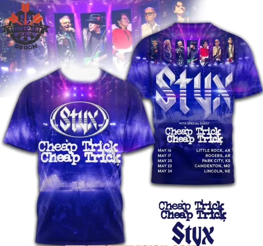 Discover Styxs Cheap Trick 2026 Tour AOP 3D T-Shirt