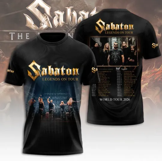 Discover Sabaton 2026 North American Tour 3D Printed T-Shirt All Size