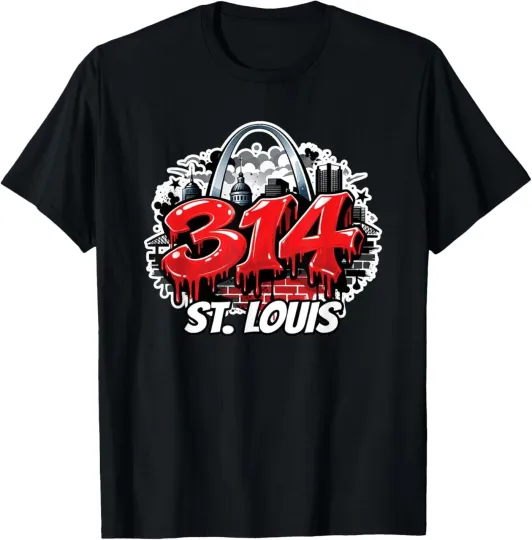 Discover 314 St. Louis Arch Skyline Graffiti Hip Hop T-Shirt