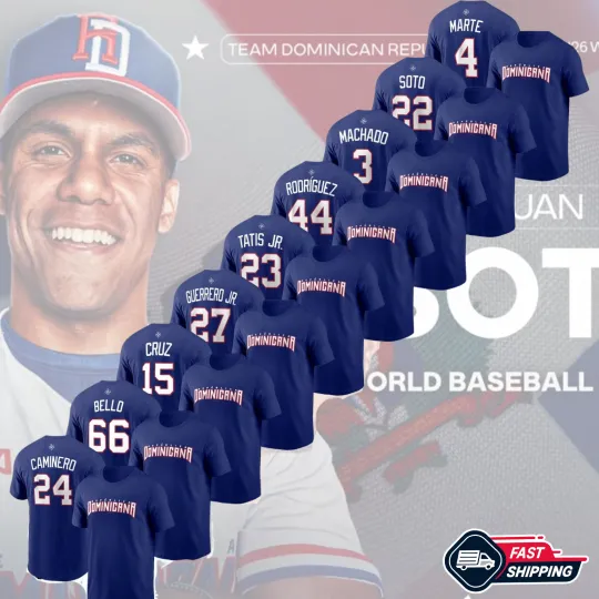 Discover US STOCK - Dominican Republic Team 2026 World Baseball Player Name & Number