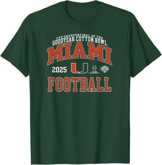 Discover Miami Hurricanes Cotton Bowl 2025-2026 CFP Quarterfinal Icon T-Shirt