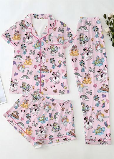 Magical Minnie Daisy Coquette Bow Little Thing Unisex Pajamas Set, Disney Princess Pajamas