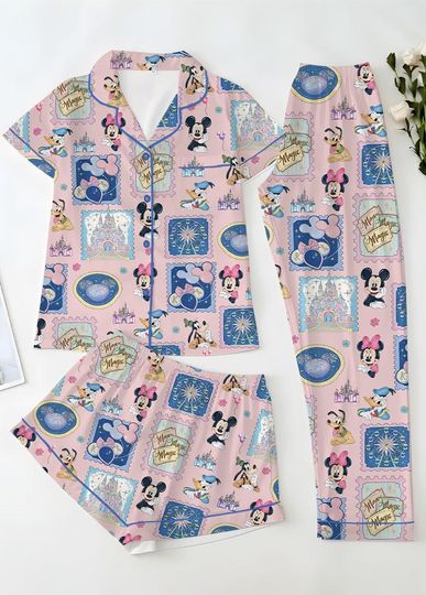 Discover Magical Mickey Coquette Bow Little Thing Unisex Satin Pajamas Set, Disney Princess Pajamas, Long Sleeve And Short Styles