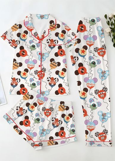 Discover Toy Story Slinky Dog Woody Mc Queen Balloon Signatures Pajamas, Disney World Toy Story Pajamas, Disney Pajamas