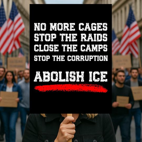 Discover Anti Trump Protest Sign, Stop The Raids, Abolish ICE, No Kings, Political Activist Rally Sign