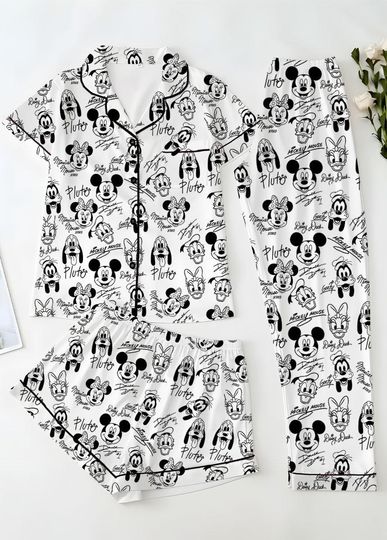 Discover Disney Mickey Satin Pajamas Set, Mickey Mouse Women Pajamas, Disney World Pajamas, Retro Mickey Love Pjs, Bridal Shower Gifts
