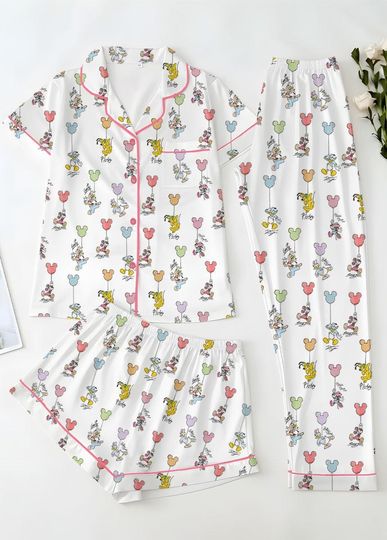 Discover Mickey and Friends Signatures Pajamas, Disney Balloon Pajamas, Disney Mouse Head Pajamas, Mickey & Co Gift, Disney Pajamas