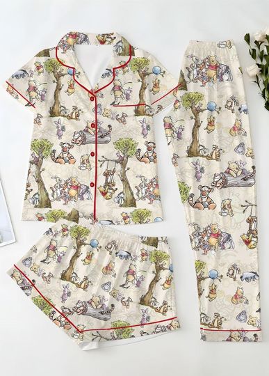 Discover Disney Winnie The Pooh Pajamas, Pooh And Friends Pajamas Set, Honey Pooh Bear Women Pajamas, Disney Cartoon Gift, Gift For Her, Pooh Pajamas