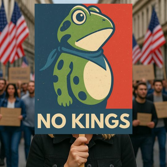 Discover Portland Frog Anti-ICE Protest Sign, Anti-Trump Sign, No Kings, Protect Democracy Political Activist, Fuck Trump