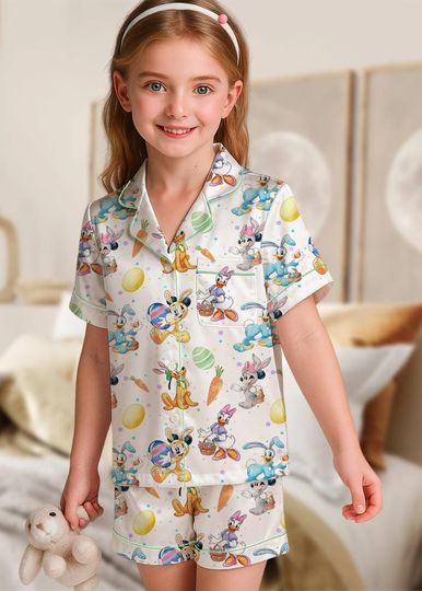 Discover Mickey And Friends Easter Eggs Flutter Pajamas Set, Coquette Bow Epcot Park Easter Day 2026, Disney World Disneyland Family Trip