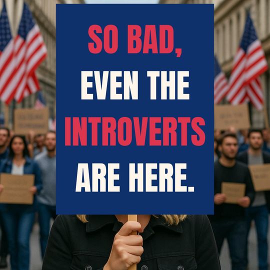 Discover Protest Sign, Democracy Protest Sign for Introverts, Resist Trump, Anti Trump Sign, No Kings Rally