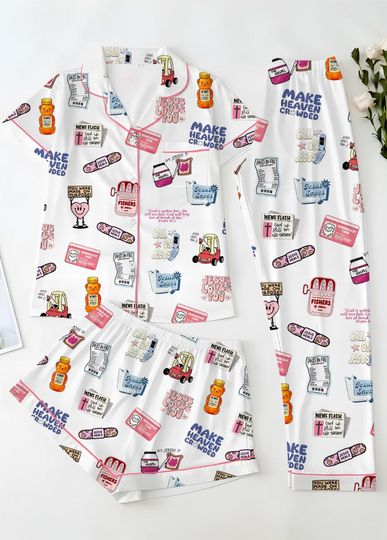 Discover Cute Chris Pajama Set for Women, Jesus Loves You Sleepwear, Faith Inspired Short Sleeve Button Up PJs, Chris Gift for Her