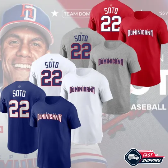 Discover Juan Soto #22 Dominican Republic 2026 World Baseball Name & Number