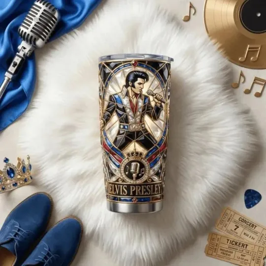 Discover Elvis Presley Stainless Steel Tumbler with Handle Insulated Cup Vintage Music