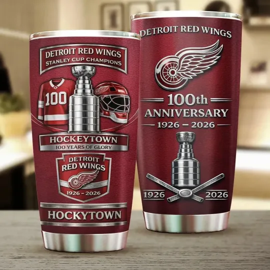 Discover Detroits Red Wing 100th Anniversary 2026 Tumbler 20oz 30oz Coffee Cup